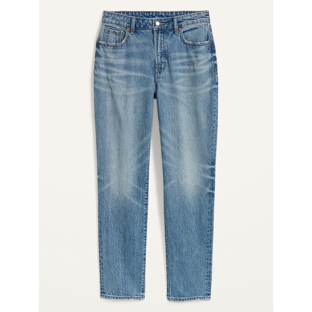 High-Waisted Slouchy Straight Light-Wash Jeans
